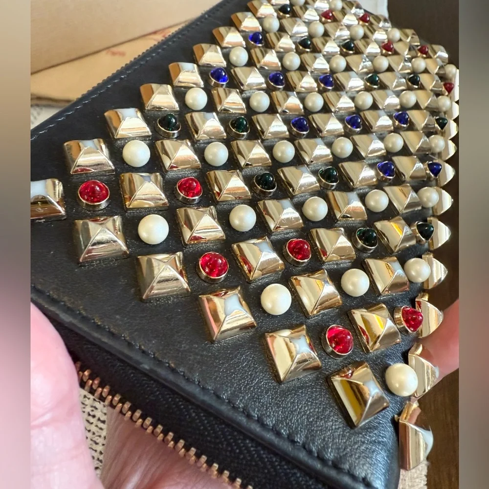 Christian Louboutin Panettone Wallet w/ Studs & Faux Pearls